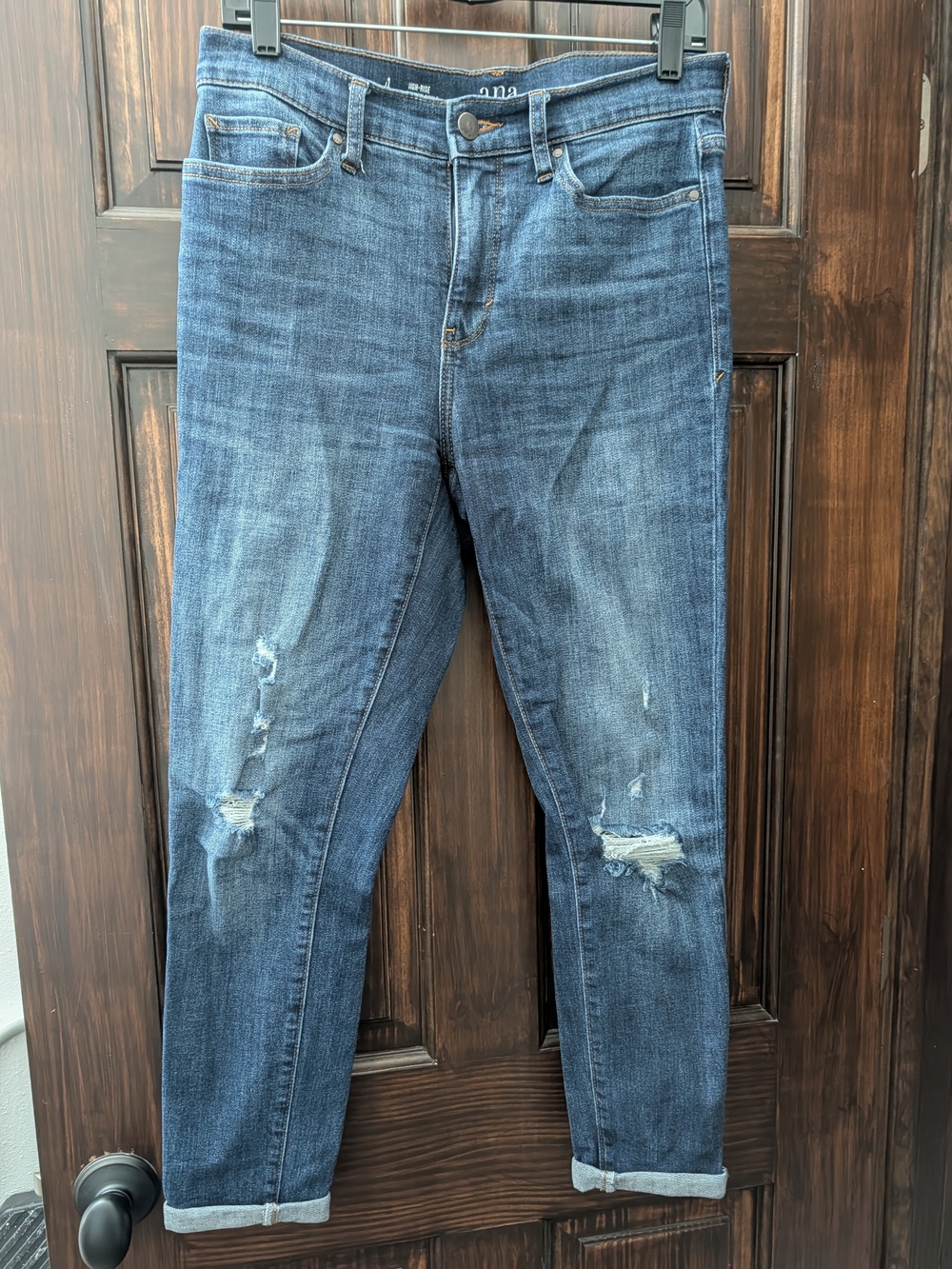 Ana Women's Dark Blue Distressed Jeans